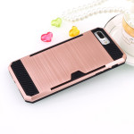 Wholesale iPhone 7 Plus Credit Card Armor Hybrid Case (Rose Gold)